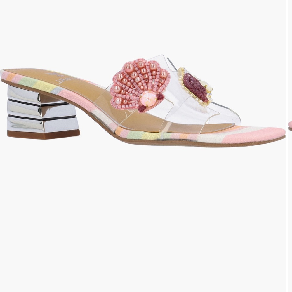 J.Renee Pink and Gold Sandals with Seashell Embellishments